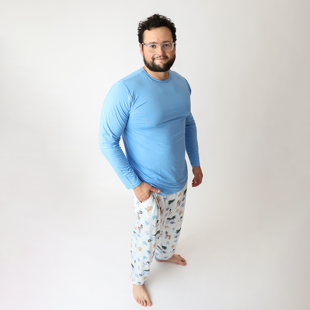 Winter Wonderland BLUE Mens Two Piece Lounge Set